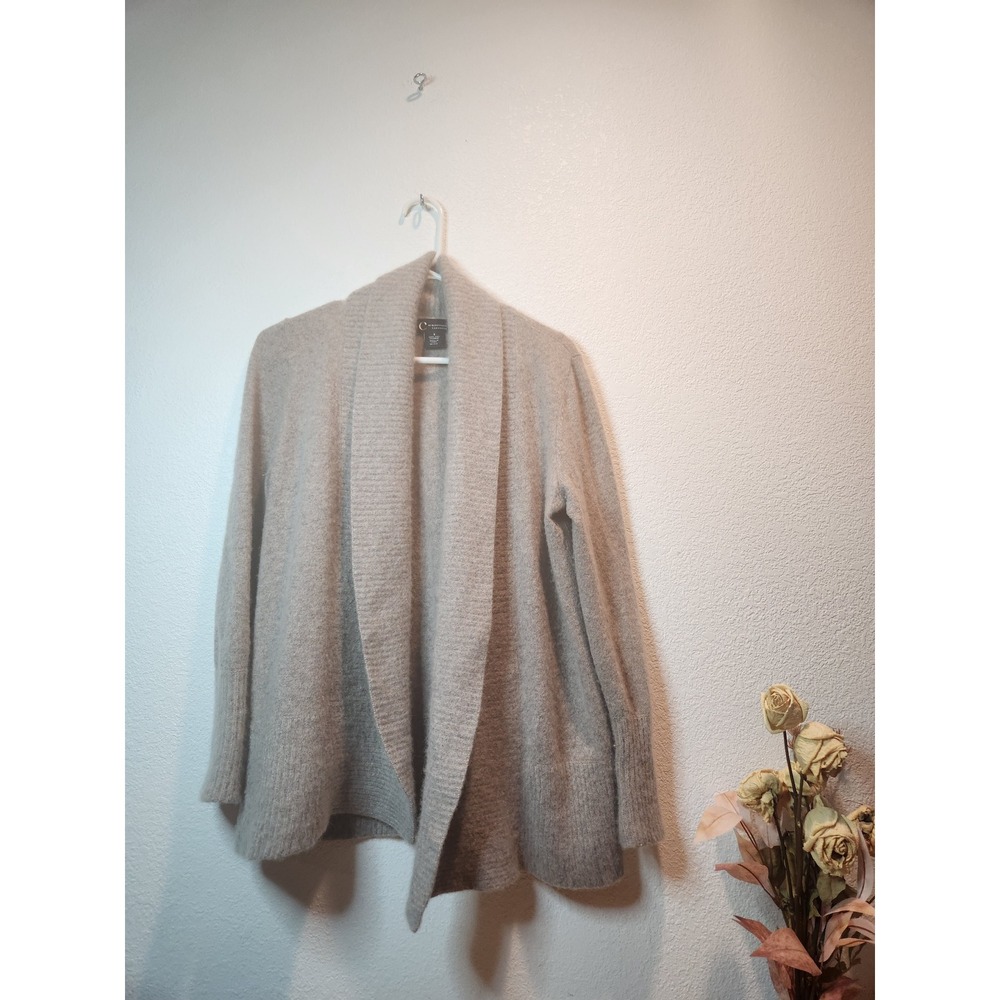 Bloomingdales Cashmere Open Front Cardigan Sweater Light Beige Size S